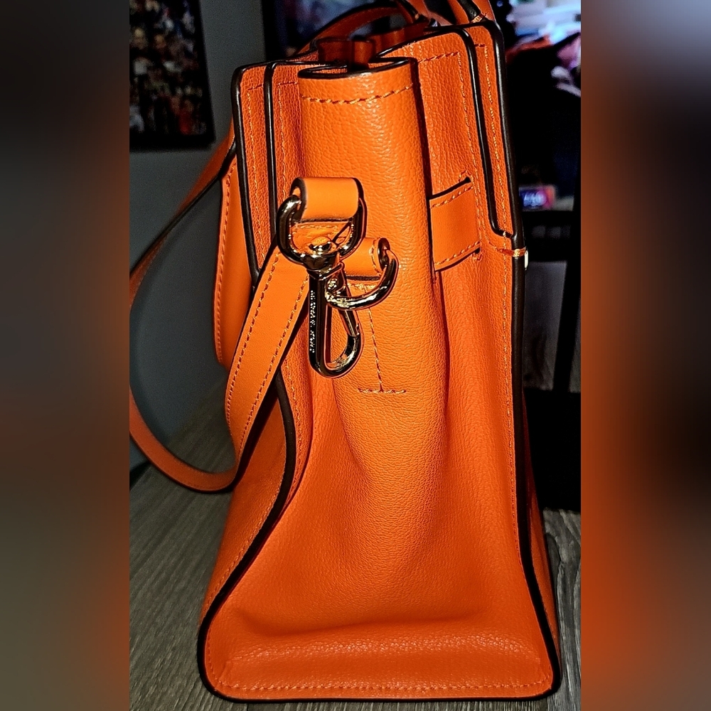 NWOT Authentic Michael Kors Hamilton Medium Satchel in Poppy Orange - Picture 7 of 15